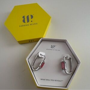 Bomb Party Front Row Flex Earrings ER92178 Rose Quartz Rhodium Plating